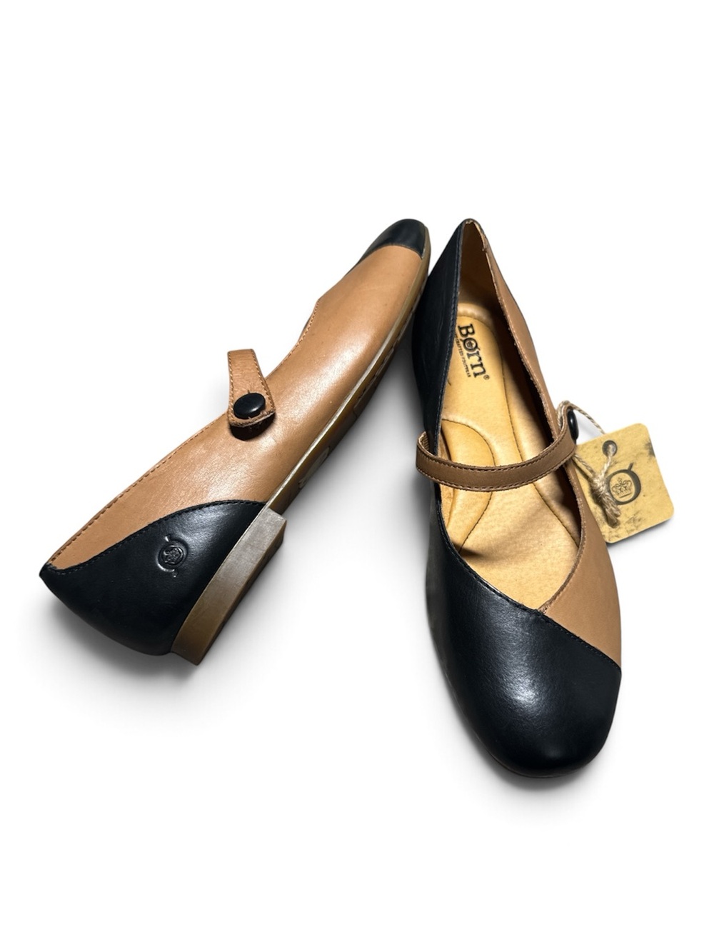 Børn Leather Mary Jane Flats Women’s 9.5M Black Tan Two Tone